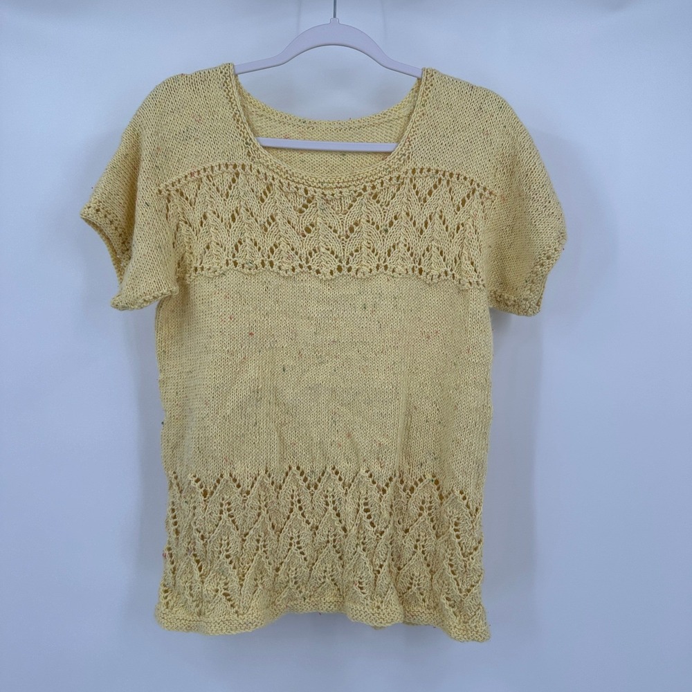 Womens Handmade Crochet Cottagecore Sweater Size M Shabby Chic Feminine Pastel